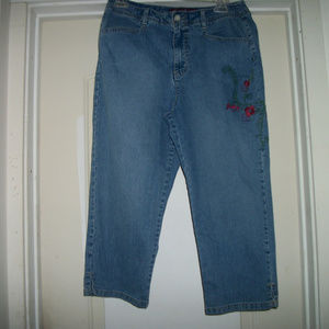 RETRO GLORIA VANDERBUILT EMBR JEAN PEDAL PUSHERS 8